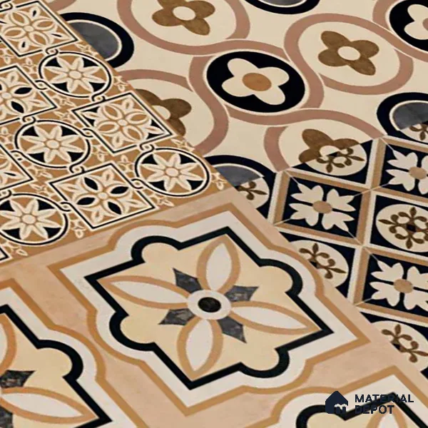 Moroccan Look Wall & Floor Tile TL 09166 | Matte Finish 12 x 12 inch Ceramic Tile - 10 mm | Suitable For Kitchen, Bathroom, Bedroom & Office | Please Expect a Slight Variation of Pattern