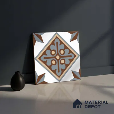 Patterned Look Wall & Floor Tile TL 09167 | Matte Finish 12 x 12 inch Ceramic Tile - 10 mm | Suitable For Kitchen, Bathroom, Bedroom & Office | Please Expect a Slight Variation of Pattern