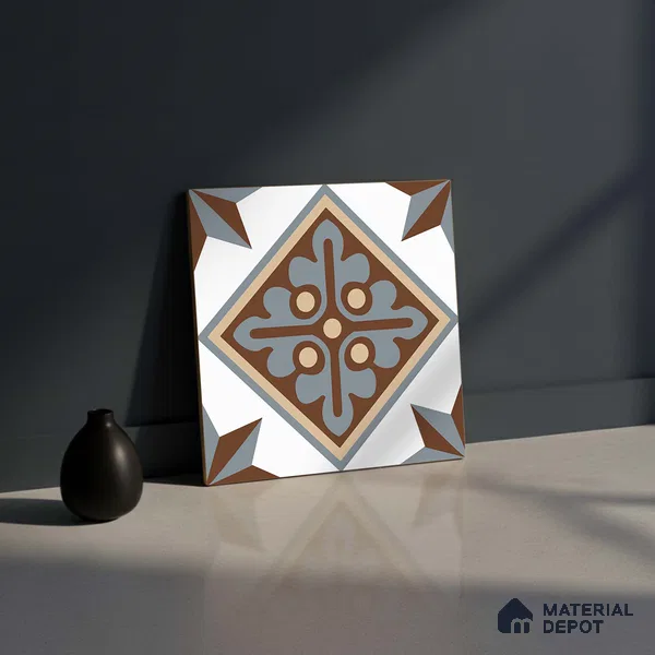 Patterned Look Wall & Floor Tile TL 09167 | Matte Finish 12 x 12 inch Ceramic Tile - 10 mm | Suitable For Kitchen, Bathroom, Bedroom & Office | Please Expect a Slight Variation of Pattern