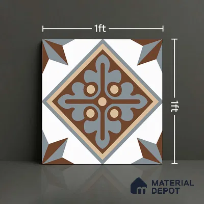 Patterned Look Wall & Floor Tile TL 09167 | Matte Finish 12 x 12 inch Ceramic Tile - 10 mm | Suitable For Kitchen, Bathroom, Bedroom & Office | Please Expect a Slight Variation of Pattern