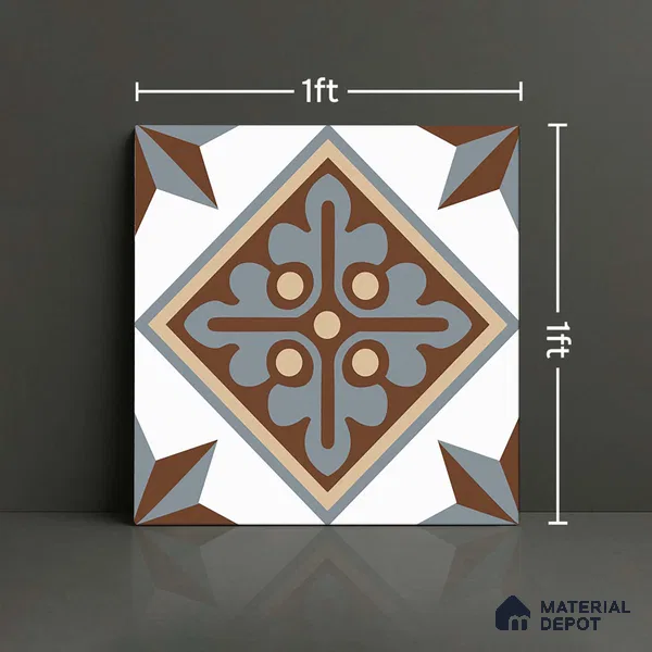 Patterned Look Wall & Floor Tile TL 09167 | Matte Finish 12 x 12 inch Ceramic Tile - 10 mm | Suitable For Kitchen, Bathroom, Bedroom & Office | Please Expect a Slight Variation of Pattern