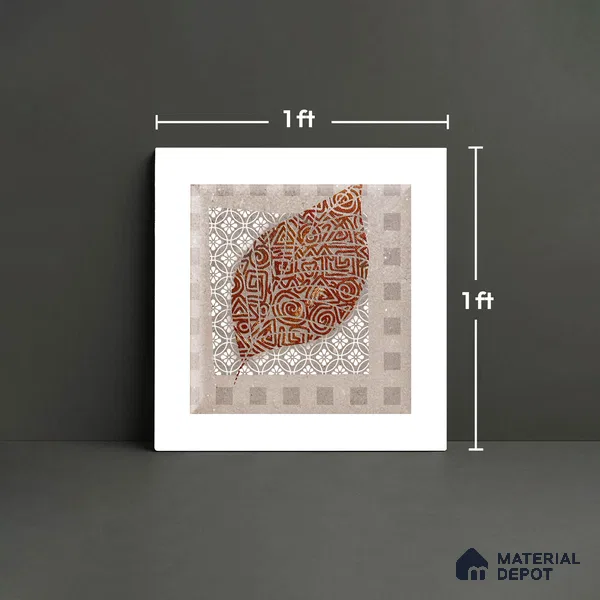 Patterned Look Wall & Floor Tile TL 09160 | Matte Finish 12 x 12 inch Ceramic Tile - 10 mm | Suitable For Kitchen, Bathroom, Bedroom & Office | Please Expect a Slight Variation of Pattern