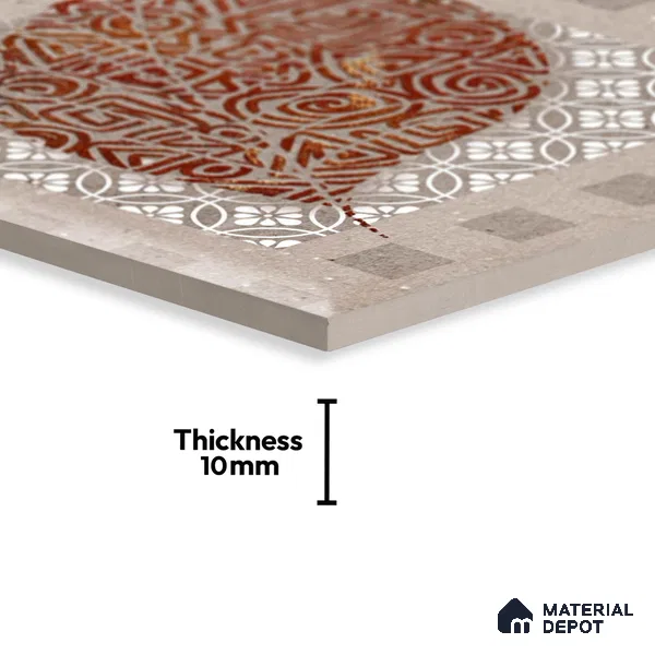 Patterned Look Wall & Floor Tile TL 09160 | Matte Finish 12 x 12 inch Ceramic Tile - 10 mm | Suitable For Kitchen, Bathroom, Bedroom & Office | Please Expect a Slight Variation of Pattern