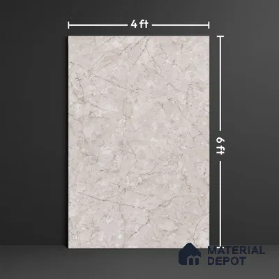 Budget Friendly Large Format Marble Floor & Wall Tile TL 01464 Foster Gray 6 ft x 4 ft Glossy Finish Vitrified Tile - 9 mm | Suitable For Living Room, Bedroom, Office | Adhesive and Spacers Must be Used During Installation