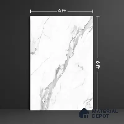 Budget Friendly Large Format Marble Floor & Wall Tile TL 01476 Amber Statuario 6 ft x 4 ft Glossy Finish Vitrified Tile - 9 mm | Suitable For Living Room, Bedroom, Office | Adhesive and Spacers Must be Used During Installation