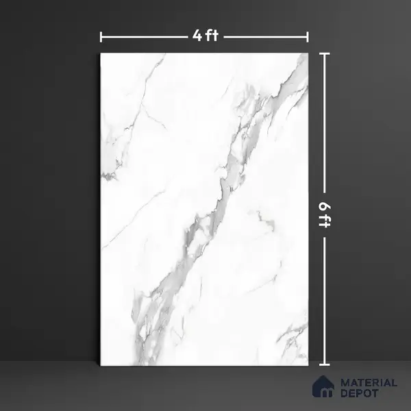 Budget Friendly Large Format Marble Floor & Wall Tile TL 01476 Amber Statuario 6 ft x 4 ft Glossy Finish Vitrified Tile - 9 mm | Suitable For Living Room, Bedroom, Office | Adhesive and Spacers Must be Used During Installation