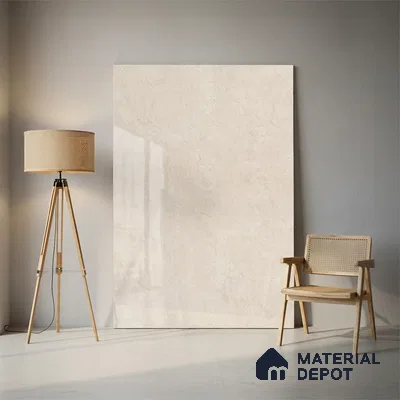 Large Format Marble Floor & Wall Tile TL 01469 Royal Crema Marfil 6 ft x 4 ft Glossy Finish Vitrified Tile - 9 mm | Suitable For Living Room, Bedroom, Office | Adhesive and Spacers Must be Used During Installation