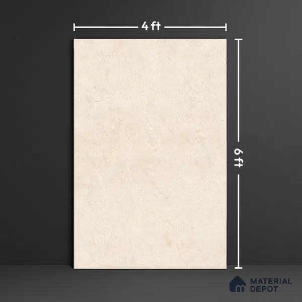 Large Format Marble Floor & Wall Tile TL 01469 Royal Crema Marfil 6 ft x 4 ft Glossy Finish Vitrified Tile - 9 mm | Suitable For Living Room, Bedroom, Office | Adhesive and Spacers Must be Used During Installation