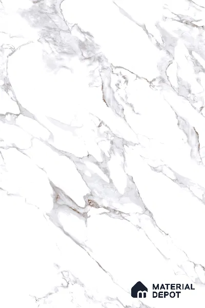 Large Format Marble Floor & Wall Tile TL 01465 Lerox White 6 ft x 4 ft Glossy Finish Vitrified Tile - 9 mm | Suitable For Living Room, Bedroom, Office | Adhesive and Spacers Must be Used During Installation