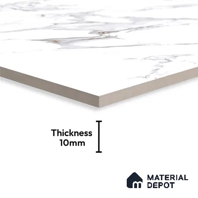 Large Format Marble Floor & Wall Tile TL 01465 Lerox White 6 ft x 4 ft Glossy Finish Vitrified Tile - 9 mm | Suitable For Living Room, Bedroom, Office | Adhesive and Spacers Must be Used During Installation