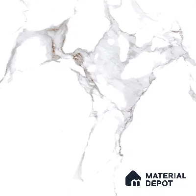 Large Format Marble Floor & Wall Tile TL 01465 Lerox White 6 ft x 4 ft Glossy Finish Vitrified Tile - 9 mm | Suitable For Living Room, Bedroom, Office | Adhesive and Spacers Must be Used During Installation