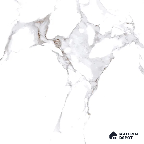Large Format Marble Floor & Wall Tile TL 01465 Lerox White 6 ft x 4 ft Glossy Finish Vitrified Tile - 9 mm | Suitable For Living Room, Bedroom, Office | Adhesive and Spacers Must be Used During Installation
