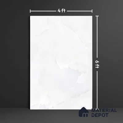 Large Format Marble Floor & Wall Tile TL 01468 Praga Onix White 6 ft x 4 ft Glossy Finish Vitrified Tile - 9 mm | Suitable For Living Room, Bedroom, Office | Adhesive and Spacers Must be Used During Installation