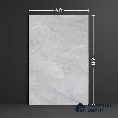 Budget Friendly Large Format Marble Floor & Wall Tile TL 01462 Ash Ford Bianco 6 ft x 4 ft Glossy Finish Vitrified Tile - 9 mm | Suitable For Living Room, Bedroom, Office | Adhesive and Spacers Must be Used During Installation
