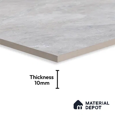 Budget Friendly Large Format Marble Floor & Wall Tile TL 01462 Ash Ford Bianco 6 ft x 4 ft Glossy Finish Vitrified Tile - 9 mm | Suitable For Living Room, Bedroom, Office | Adhesive and Spacers Must be Used During Installation