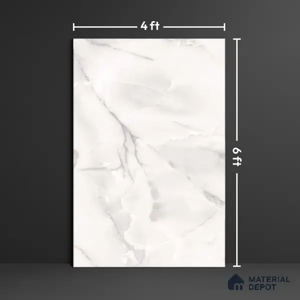 Large Format Marble Floor & Wall Tile TL 01466 Mercato Onyx 6 ft x 4 ft Glossy Finish Vitrified Tile - 9 mm | Suitable For Living Room, Bedroom, Office | Adhesive and Spacers Must be Used During Installation