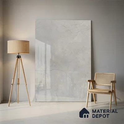 Large Format Marble Floor & Wall Tile TL 01478 Montana Steel 6 ft x 4 ft Glossy Finish Vitrified Tile - 9 mm | Suitable For Living Room, Bedroom, Office | Adhesive and Spacers Must be Used During Installation