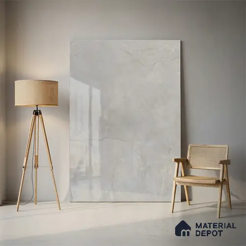 Large Format Marble Floor & Wall Tile TL 01478 Montana Steel 6 ft x 4 ft Glossy Finish Vitrified Tile - 9 mm | Suitable For Living Room, Bedroom, Office | Adhesive and Spacers Must be Used During Installation