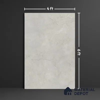 Large Format Marble Floor & Wall Tile TL 01478 Montana Steel 6 ft x 4 ft Glossy Finish Vitrified Tile - 9 mm | Suitable For Living Room, Bedroom, Office | Adhesive and Spacers Must be Used During Installation