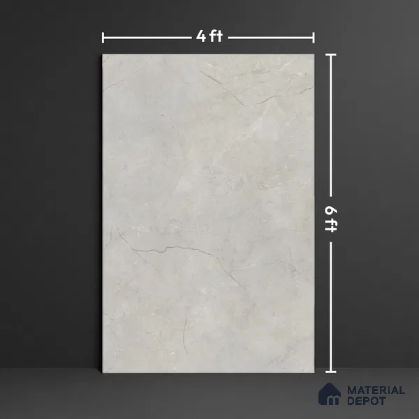Large Format Marble Floor & Wall Tile TL 01478 Montana Steel 6 ft x 4 ft Glossy Finish Vitrified Tile - 9 mm | Suitable For Living Room, Bedroom, Office | Adhesive and Spacers Must be Used During Installation