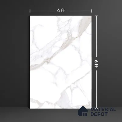 Large Format Marble Floor & Wall Tile TL 01471 A Statuario Violla 6 ft x 4 ft Glossy Finish Vitrified Tile - 9 mm | Suitable For Living Room, Bedroom, Office | Adhesive and Spacers Must be Used During Installation