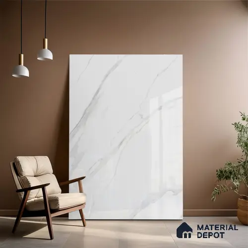 Large Format Marble Floor & Wall Tile TL 01479 A Satvario Nexa 6 ft x 4 ft Glossy Finish Vitrified Tile - 9 mm | Suitable For Living Room, Bedroom, Office | Adhesive and Spacers Must be Used During Installation