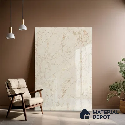 TL 01480 B Tulip Crema 1800 x 1200 mm Polished Glossy Finish Vitrified Tile - 15 mm | Adhesive and Spacers Must be Used During Installation