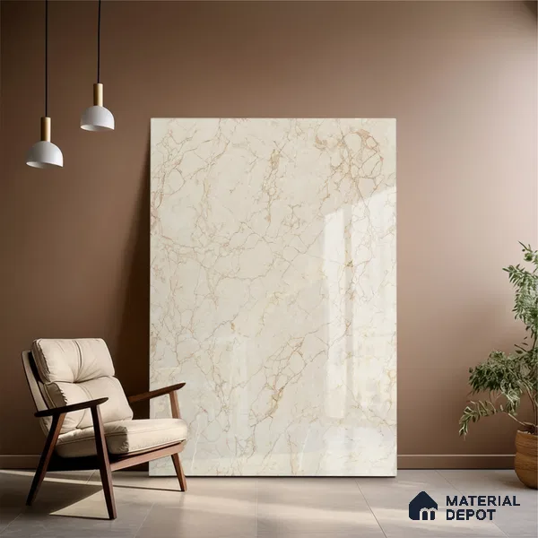 TL 01480 B Tulip Crema 1800 x 1200 mm Polished Glossy Finish Vitrified Tile - 15 mm | Adhesive and Spacers Must be Used During Installation
