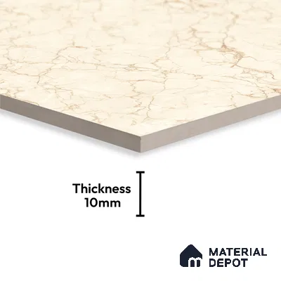 Large Format Marble Floor & Wall Tile TL 01480 A Tulip Crema 6 ft x 4 ft Glossy Finish Vitrified Tile - 9 mm | Suitable For Living Room, Bedroom, Office | Adhesive and Spacers Must be Used During Installation