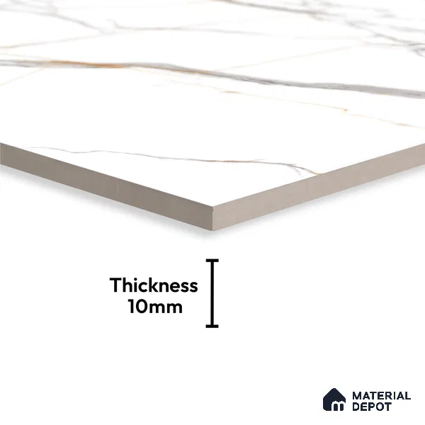 Large Format Marble Floor & Wall Tile TL 01470 Soul White 6 ft x 4 ft Glossy Finish Vitrified Tile - 9 mm | Suitable For Living Room, Bedroom, Office | Adhesive and Spacers Must be Used During Installation
