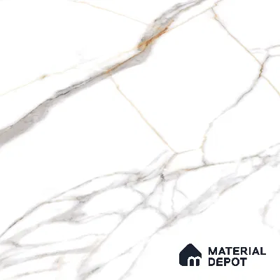 Large Format Marble Floor & Wall Tile TL 01470 Soul White 6 ft x 4 ft Glossy Finish Vitrified Tile - 9 mm | Suitable For Living Room, Bedroom, Office | Adhesive and Spacers Must be Used During Installation