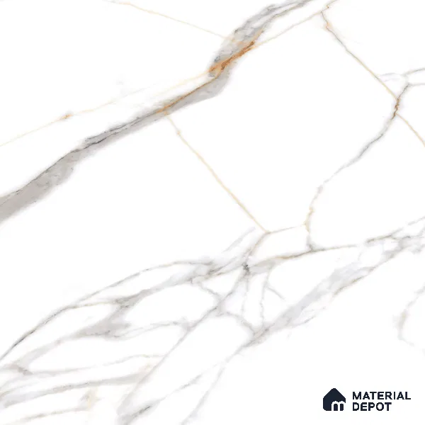 Large Format Marble Floor & Wall Tile TL 01470 Soul White 6 ft x 4 ft Glossy Finish Vitrified Tile - 9 mm | Suitable For Living Room, Bedroom, Office | Adhesive and Spacers Must be Used During Installation