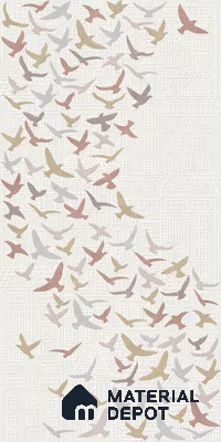 Handmade Third Fired Tile TL 13000 Skyward Flock 1200x600 mm Debossed Matte Punched Bird Design Vitrified Full Body Scandinavian Series Tile - 10 mm | Custom Design Available | Shown Image is in Full Frame of Size 8 ft x 4 ft