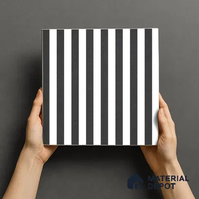 Moroccan Floor & Wall Tile TL 07648 Urban Stripe 1 ft x 1 ft Matte Finish Vitrified Tile - 9 mm | Suitable For Bathroom, Kitchen, Living Area | Please Expect a Slight Variation of Pattern