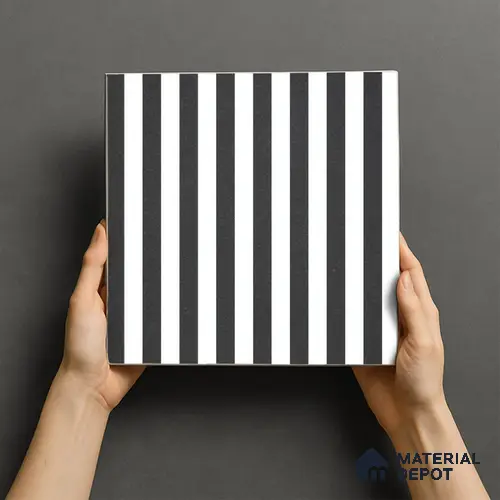 Moroccan Floor & Wall Tile TL 07648 Urban Stripe 1 ft x 1 ft Matte Finish Vitrified Tile - 9 mm | Suitable For Bathroom, Kitchen, Living Area | Please Expect a Slight Variation of Pattern