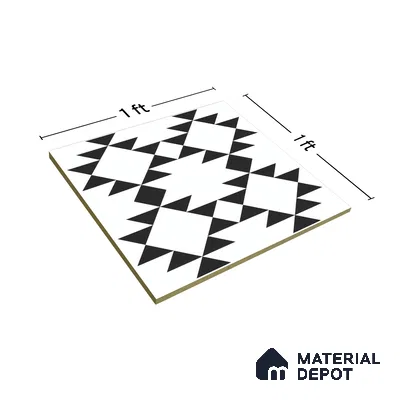 Moroccan Floor & Wall Tile TL 07634 Tribal Diamond 1 ft x 1 ft Matte Finish Vitrified Tile - 9 mm | Suitable For Bathroom, Kitchen, Living Area | Please Expect a Slight Variation of Pattern (Sample)