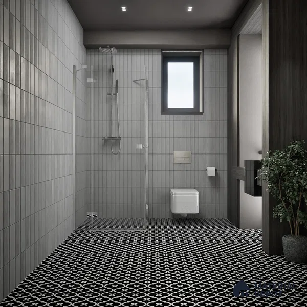 Moroccan Floor & Wall Tile TL 07637 Noir Quatrefoil 1 ft x 1 ft Matte Finish Vitrified Tile - 9 mm | Suitable For Bathroom, Kitchen, Living Area | Please Expect a Slight Variation of Pattern (Sample)