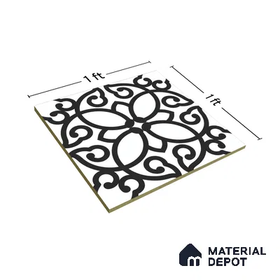 Moroccan Floor & Wall Tile TL 07635 Floral Medley 1 ft x 1 ft Matte Finish Vitrified Tile - 9 mm | Suitable For Bathroom, Kitchen, Living Area | Please Expect a Slight Variation of Pattern (Sample)