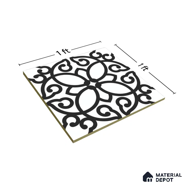 Moroccan Floor & Wall Tile TL 07635 Floral Medley 1 ft x 1 ft Matte Finish Vitrified Tile - 9 mm | Suitable For Bathroom, Kitchen, Living Area | Please Expect a Slight Variation of Pattern (Sample)