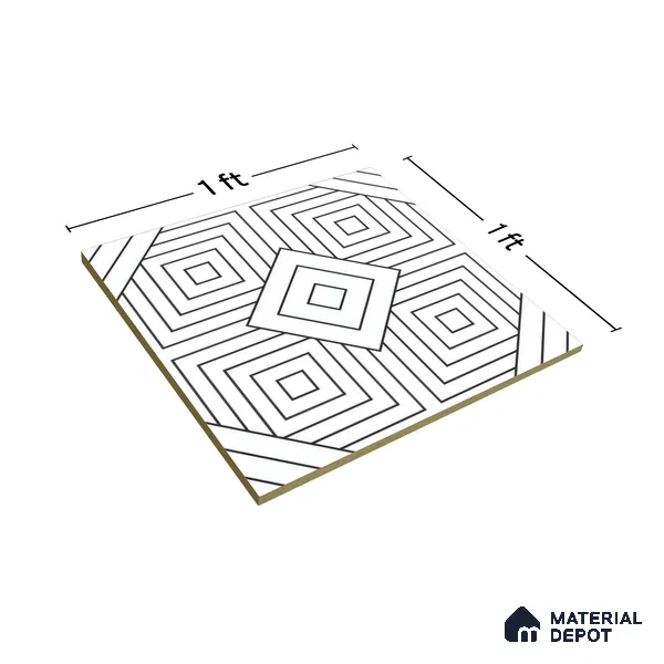 Moroccan Floor & Wall Tile TL 07632 Optic Frame 1 ft x 1 ft Matte Finish Vitrified Tile - 9 mm | Suitable For Bathroom, Kitchen, Living Area | Please Expect a Slight Variation of Pattern