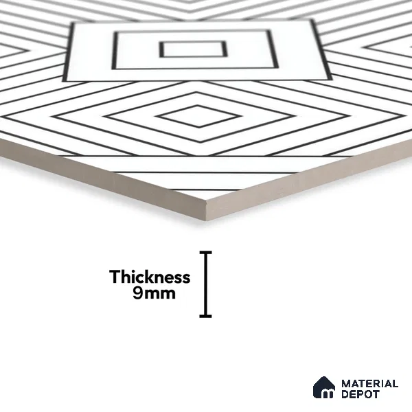 Moroccan Floor & Wall Tile TL 07632 Optic Frame 1 ft x 1 ft Matte Finish Vitrified Tile - 9 mm | Suitable For Bathroom, Kitchen, Living Area | Please Expect a Slight Variation of Pattern
