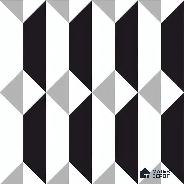 Moroccan Floor & Wall Tile TL 07630 Prism Noir 1 ft x 1 ft Matte Finish Vitrified Tile - 9 mm | Suitable For Bathroom, Kitchen, Living Area | Please Expect a Slight Variation of Pattern (Sample)
