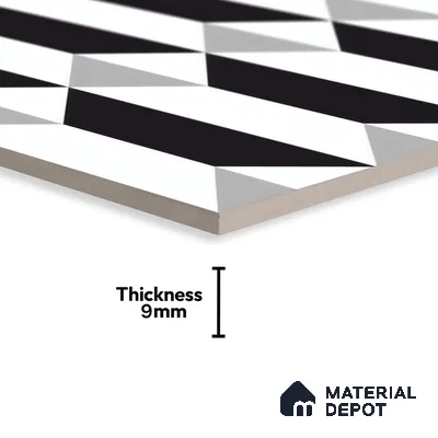 Moroccan Floor & Wall Tile TL 07630 Prism Noir 1 ft x 1 ft Matte Finish Vitrified Tile - 9 mm | Suitable For Bathroom, Kitchen, Living Area | Please Expect a Slight Variation of Pattern (Sample)