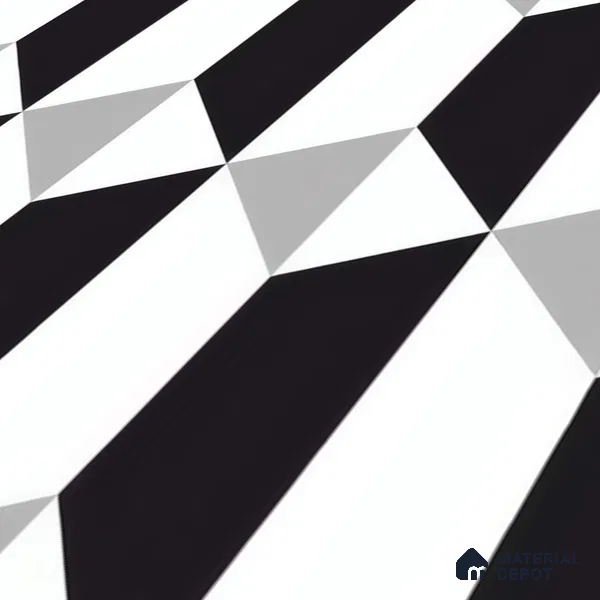 Moroccan Floor & Wall Tile TL 07630 Prism Noir 1 ft x 1 ft Matte Finish Vitrified Tile - 9 mm | Suitable For Bathroom, Kitchen, Living Area | Please Expect a Slight Variation of Pattern (Sample)