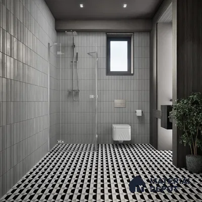 Moroccan Floor & Wall Tile TL 07630 Prism Noir 1 ft x 1 ft Matte Finish Vitrified Tile - 9 mm | Suitable For Bathroom, Kitchen, Living Area | Please Expect a Slight Variation of Pattern (Sample)