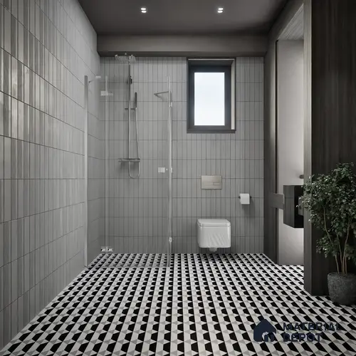 Moroccan Floor & Wall Tile TL 07630 Prism Noir 1 ft x 1 ft Matte Finish Vitrified Tile - 9 mm | Suitable For Bathroom, Kitchen, Living Area | Please Expect a Slight Variation of Pattern