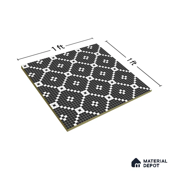 Moroccan Floor & Wall Tile TL 07639 Retro Grid 1 ft x 1 ft Matte Finish Vitrified Tile - 9 mm | Suitable For Bathroom, Kitchen, Living Area | Please Expect a Slight Variation of Pattern
