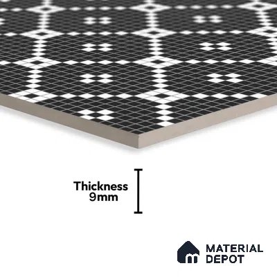 Moroccan Floor & Wall Tile TL 07639 Retro Grid 1 ft x 1 ft Matte Finish Vitrified Tile - 9 mm | Suitable For Bathroom, Kitchen, Living Area | Please Expect a Slight Variation of Pattern