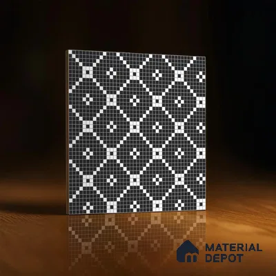 Moroccan Floor & Wall Tile TL 07639 Retro Grid 1 ft x 1 ft Matte Finish Vitrified Tile - 9 mm | Suitable For Bathroom, Kitchen, Living Area | Please Expect a Slight Variation of Pattern