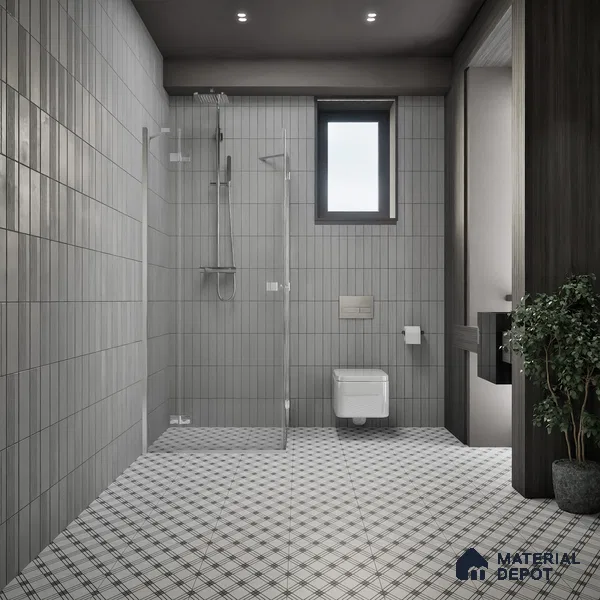 Moroccan Floor & Wall Tile TL 07652 Monochrome Linear Cross 1 ft x 1 ft Matte Finish Vitrified Tile - 9 mm | Suitable For Bathroom, Kitchen, Entryway | Please Expect a Slight Variation of Pattern